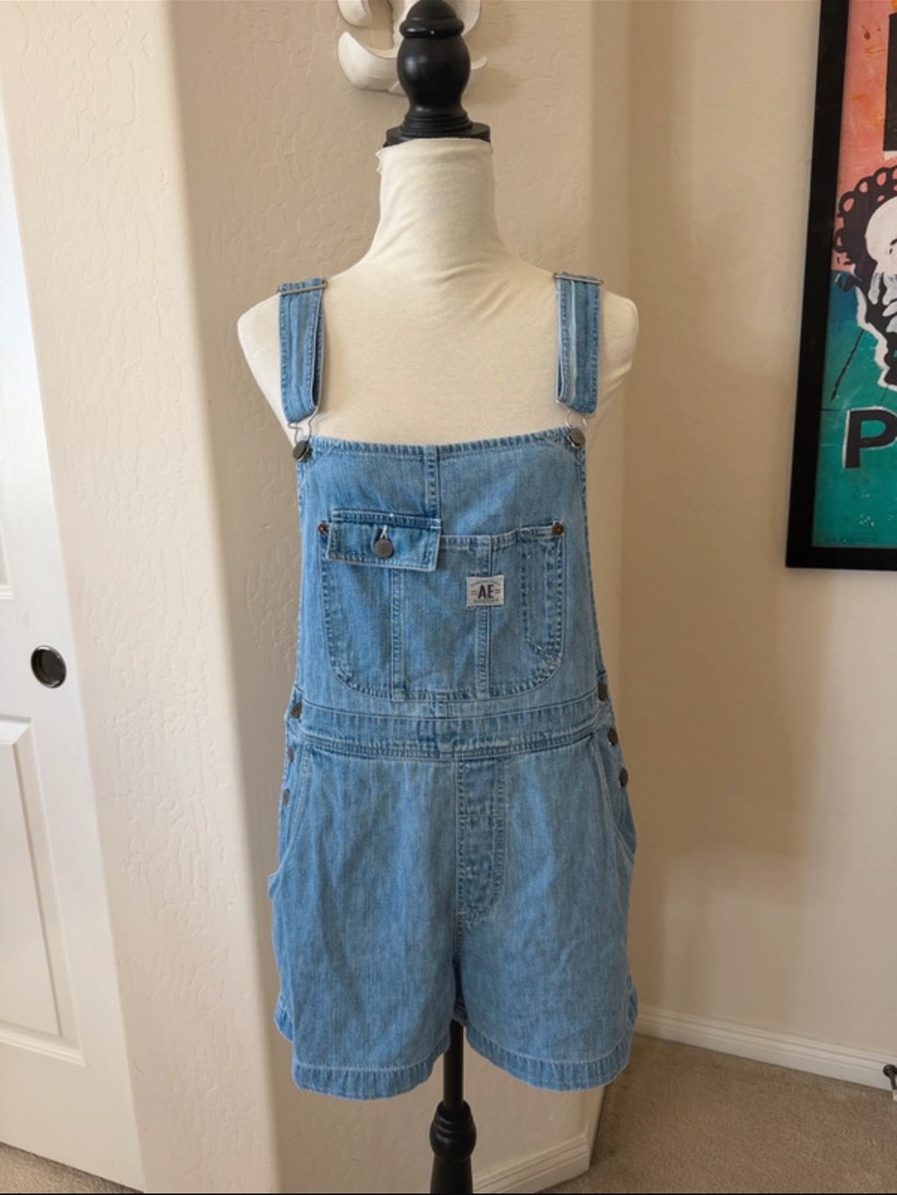 Vintage american eagle short denim overalls